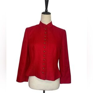 Ralph Lauren Red Linen Button Up Blazer